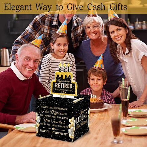 ChillHui Retirement Black and Golden Money Gift Box, Retired Birthday Money Pull Box for Women Men in Saudi Arabia