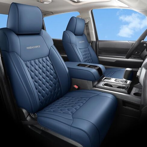 Huidasource Tundra Seat Covers, Front & Rear Leather Car Seat Cover, Waterproof Car Seat Cushion Protector Fit for 2014-2021 Toyota Tundra CrewMax/Double Cab Pickup Truck (Full Set/Black) in Kuwait