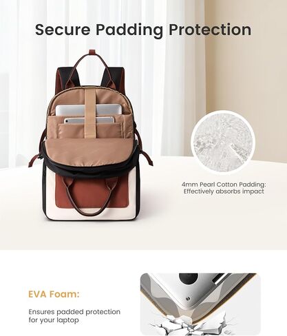 LOVEVOOK Laptop Backpack for Women - Stylish Work Backpack with Large Cup Holder, Waterproof College Teacher Backpack, Beige-Brown, 15.6Inch in Kuwait