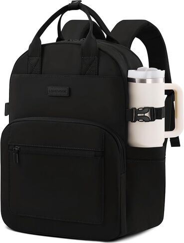 LOVEVOOK Laptop Backpack for Women - Stylish Work Backpack with Large Cup Holder, Waterproof College Teacher Backpack, Beige-Brown, 15.6Inch in Kuwait