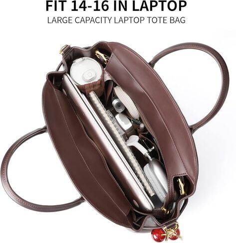 Retro Leather Work Laptop Bag: 14-16 Inch Large Capacity Computer Tote Handbag - Professional Women - Business Travel in Saudi Arabia