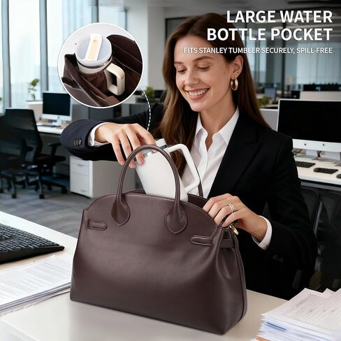 Retro Leather Work Laptop Bag: 14-16 Inch Large Capacity Computer Tote Handbag - Professional Women - Business Travel in Saudi Arabia