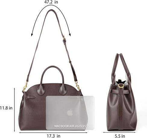 Retro Leather Work Laptop Bag: 14-16 Inch Large Capacity Computer Tote Handbag - Professional Women - Business Travel in Saudi Arabia