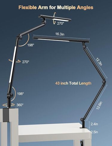 LED Desk Lamp with Clamp, Adjustable Dual Light & Remote Control, No Glare Puzzle Light for Table, 4 Color Modes with Wireless Remote for Home Office & Study in Saudi Arabia