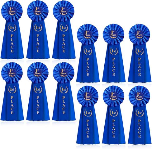 12 Pieces Award 1st Place Ribbons Rosette Ribbon Award Medals Prize Ribbon 1st Winner Victory Place Ribbons for Honorable Recognition, Sports Event, Costume Contest, Horse Show, Blue in Saudi Arabia
