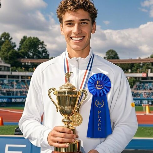 12 Pieces Award 1st Place Ribbons Rosette Ribbon Award Medals Prize Ribbon 1st Winner Victory Place Ribbons for Honorable Recognition, Sports Event, Costume Contest, Horse Show, Blue in Saudi Arabia