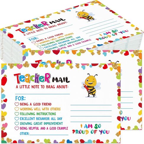 FaCraft 50PCS Teacher Mail Notes to Parents - Good Behavior Incentive Motivational Cards Happy Mail Postcards to Send Home for Preschool Kindergarten Elementary Classroom Must Haves Teacher Supplies in Saudi Arabia