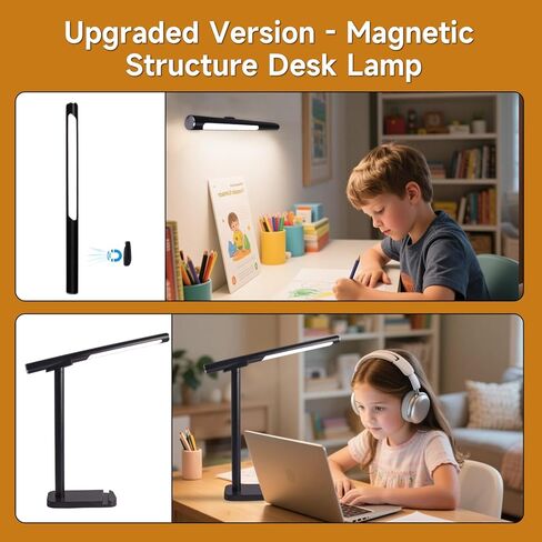 2 In 1 Led Desk Lamp - Outdoor Magnetic Desk Lamps for Home Office Study Bedroom , White Desk Lamps with Phone Holder & USB Charging Port, 3500-6500K Touch Control Dimming & 5 Brightness Levels in Saudi Arabia