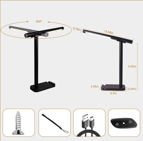 2 In 1 Led Desk Lamp - Outdoor Magnetic Desk Lamps for Home Office Study Bedroom , White Desk Lamps with Phone Holder & USB Charging Port, 3500-6500K Touch Control Dimming & 5 Brightness Levels in Saudi Arabia