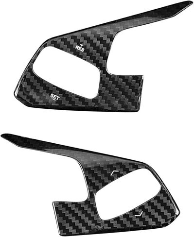Compatible wth Carbon Fiber Steering Wheel Button Trim Automotive Modified Decoration for Chevrolet Corvette C8 2020 2021 2022 2023 2024 (2PCS Black) in Saudi Arabia