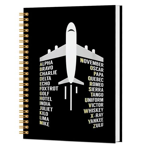 KAIOUS Pilot Notebook Gifts — Gifts for Pilots Aviation Lovers Flight Attendants Men, Vector Pilot Alphabet Aviation Plane Spiral Hardcover Journal Notebook Office Supplies in Saudi Arabia