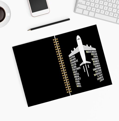 KAIOUS Pilot Notebook Gifts — Gifts for Pilots Aviation Lovers Flight Attendants Men, Vector Pilot Alphabet Aviation Plane Spiral Hardcover Journal Notebook Office Supplies in Saudi Arabia
