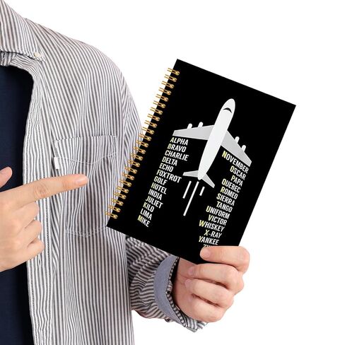 KAIOUS Pilot Notebook Gifts — Gifts for Pilots Aviation Lovers Flight Attendants Men, Vector Pilot Alphabet Aviation Plane Spiral Hardcover Journal Notebook Office Supplies in Saudi Arabia