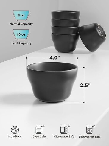 LE TAUCI Small Bowls 8 oz, Dessert Bowl, Ice Cream Bowl for Chili Dipping Sauce Coffee Bouillon, Ceramic Soup Cups - 4 inch, Set of 4, Arctic White in Saudi Arabia