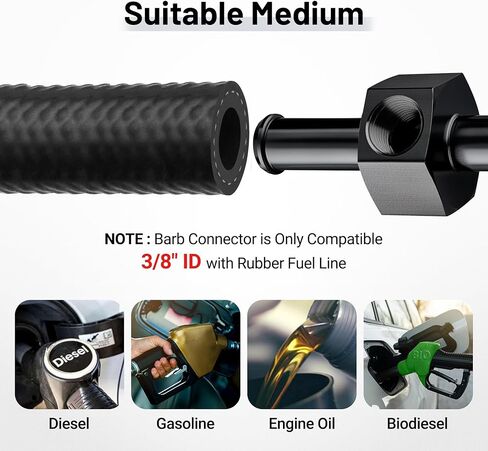 طاقة الشر 3/8 خرطوم بارب تركيبات 1/8 "NPT منفذ ضغط الوقود محولات خط الوقود in Saudi Arabia