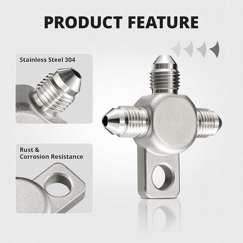 EVIL ENERGY 3AN Male Brake Tee Block Fitting with Mount Tab Stainless Steel 2PCS in Saudi Arabia