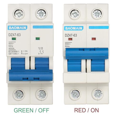 Baomain Low-Voltage Mini Circuit Breaker NXB-63(DZ47-63) C16 16A 2 Pole 400V DIN Rail Mount White in Saudi Arabia