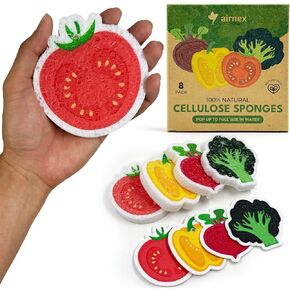 إسفنجة مضغوطة من السليلوز قابلة للتحلل الحيوي - عبوة مكونة من 12 إسفنجة مطبخ على شكل فاكهة للتنظيف - إسفنجات تنظيف منزلية شديدة التحمل وطبيعية جيدة للمطبخ والحمام والأسطح in Kuwait