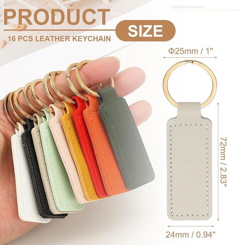 PATIKIL 16pcs Leather Keychain Blanks,72mm Sublimation Keychain Blanks PU Leather Key Chain Keyring with Rings in Saudi Arabia