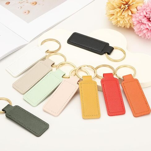 PATIKIL 16pcs Leather Keychain Blanks,72mm Sublimation Keychain Blanks PU Leather Key Chain Keyring with Rings in Saudi Arabia