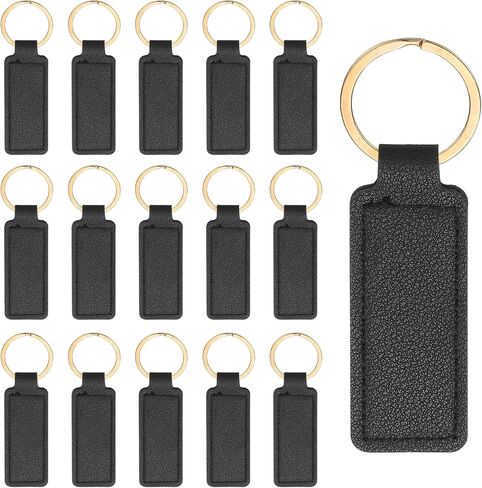 PATIKIL 16pcs Leather Keychain Blanks,72mm Sublimation Keychain Blanks PU Leather Key Chain Keyring with Rings in Saudi Arabia