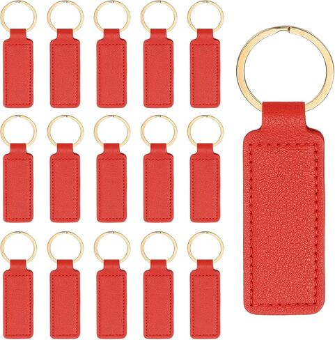 PATIKIL 16pcs Leather Keychain Blanks,72mm Sublimation Keychain Blanks PU Leather Key Chain Keyring with Rings in Saudi Arabia