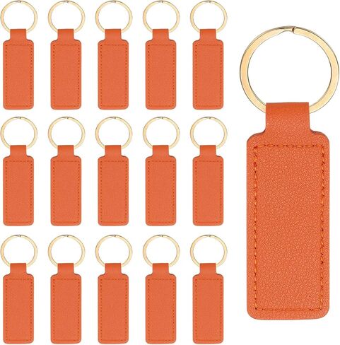 PATIKIL 16pcs Leather Keychain Blanks,72mm Sublimation Keychain Blanks PU Leather Key Chain Keyring with Rings in Saudi Arabia