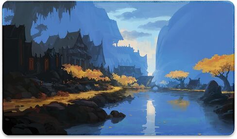 قرية الصيادين (مخيطة) - مفرش لعب MTG من أندرياس روشا - متوافق مع مفرش اللعب Magic The Gathering - Play MTG، YuGiOh، TCG - تصميمات وإكسسوارات فنية لبساط اللعب الأصلي in Kuwait