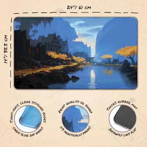 قرية الصيادين (مخيطة) - مفرش لعب MTG من أندرياس روشا - متوافق مع مفرش اللعب Magic The Gathering - Play MTG، YuGiOh، TCG - تصميمات وإكسسوارات فنية لبساط اللعب الأصلي in Kuwait