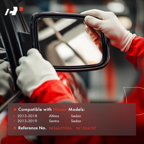 A-Premium Left Driver Side Heated Mirror Glass with Backing Plate Compatible with Nissan Altima 2013-2018, Sentra 2013-2019 - Exterior Side View Flat Mirror in Saudi Arabia