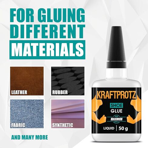 سائل غراء الأحذية - 1.76 أونصة (50 جم) غراء فائق القوة للأحذية والنعال والمطاط والجلد - مقاوم للماء والحرارة وسريع الجفاف - لاصق KRAFTPROTZ الدقيق لإصلاح الأحذية in Kuwait
