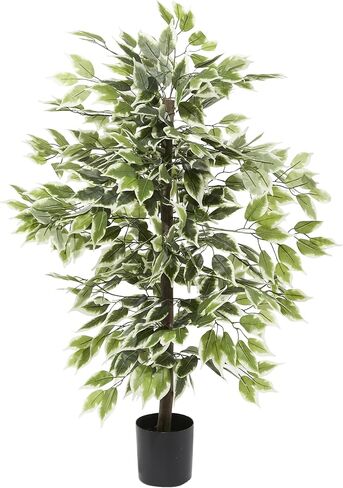 Deco 79 Polyester Ficus Artificial Tree with Black Plastic Pot, 38" x 36" x 73", Green in Saudi Arabia