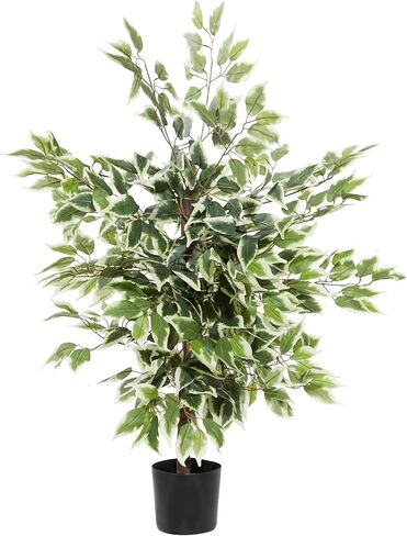 Deco 79 Polyester Ficus Artificial Tree with Black Plastic Pot, 38" x 36" x 73", Green in Saudi Arabia