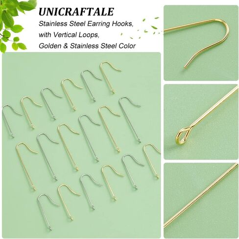 UNICRAFTALE حوالي 160 قطعة مقاس 2 316 خطاف حلق من الفولاذ المقاوم للصدأ الجراحي خطاف حلق ذهبي مع حلقات عمودية دبوس 0.7 مم أقراط سلك السمك الفرنسية لصنع المجوهرات ثقب 1.5 مم in Saudi Arabia