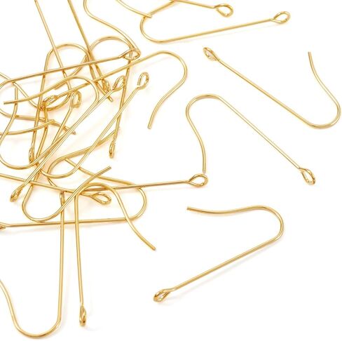 20pcs 316 Stainless Steel Earring Hooks with Vertical Loops Long Earwire Hooks Golden for DIY Pendant Dangle Earrings Fashion Jewelry Making Findings 39x3mm in Saudi Arabia