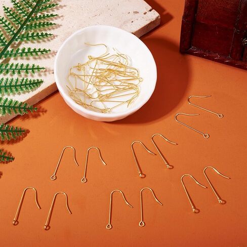 20pcs 316 Stainless Steel Earring Hooks with Vertical Loops Long Earwire Hooks Golden for DIY Pendant Dangle Earrings Fashion Jewelry Making Findings 39x3mm in Saudi Arabia