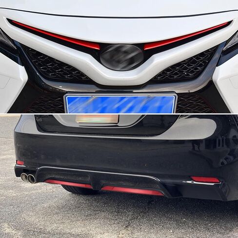 x xotic tech Red Front Center Hood Grille Grill Insert Stripe Rear Bumper Lower Lip Protector Stainless Steel Cover Trim,Compatible with Toyota Camry SE XSE 2018-2024 in Saudi Arabia