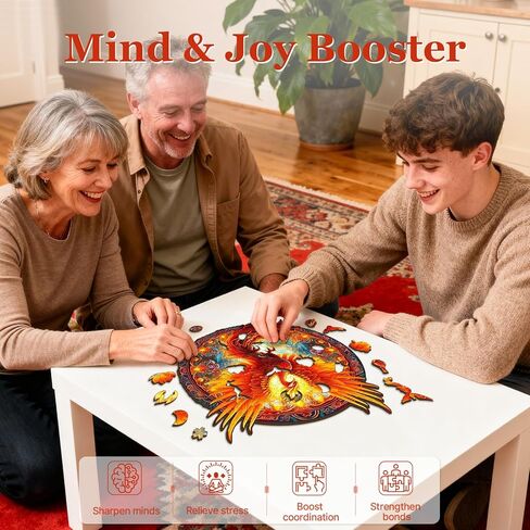 KAAYEE Wooden Jigsaw Puzzles-Wooden Puzzle Adult Unique Shape Advanced Phoenix Wooden Jigsaw Puzzle for Adult,Fathers, Family Puzzles 11.8 * 10.9in 200pcs in Saudi Arabia