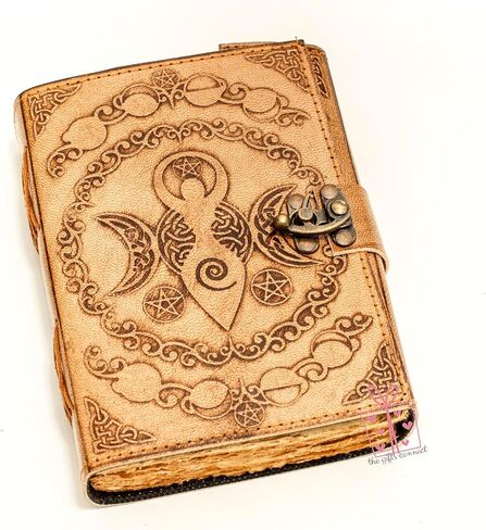 The Gifts ConnectPremium Leather Journal with Sacred Pagan Goddess Seven Chakra Embossed, Vintage Deckle Edge Paper Notebook Perfect for Wiccans, Witches & Spiritual Seekers by 5x7 inch Eo-Friendly in Saudi Arabia