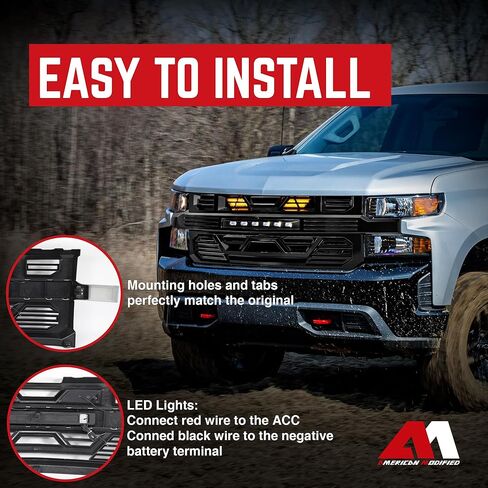 AMERICAN MODIFIED Armor Grille with LED Lights for 2019-2021 Chevy Silverado 1500, Chrome in Kuwait