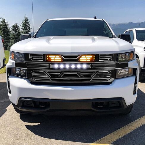 AMERICAN MODIFIED Armor Grille with LED Lights for 2019-2021 Chevy Silverado 1500, Chrome in Kuwait