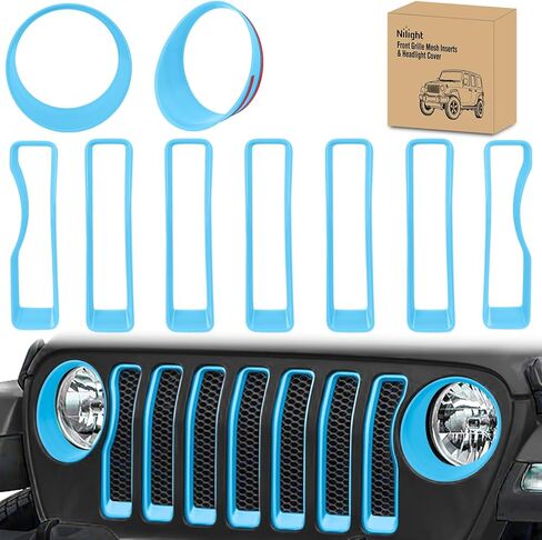 Nilight 7Pcs Front Grille Trims Inserts Cover Guard Fit for 1997 1998 1999 2000 2001 2002 2003 2004 2005 2006 Wrangler TJ & Unlimited in Saudi Arabia