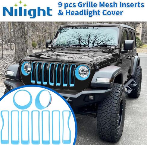 Nilight 7Pcs Front Grille Trims Inserts Cover Guard Fit for 1997 1998 1999 2000 2001 2002 2003 2004 2005 2006 Wrangler TJ & Unlimited in Saudi Arabia