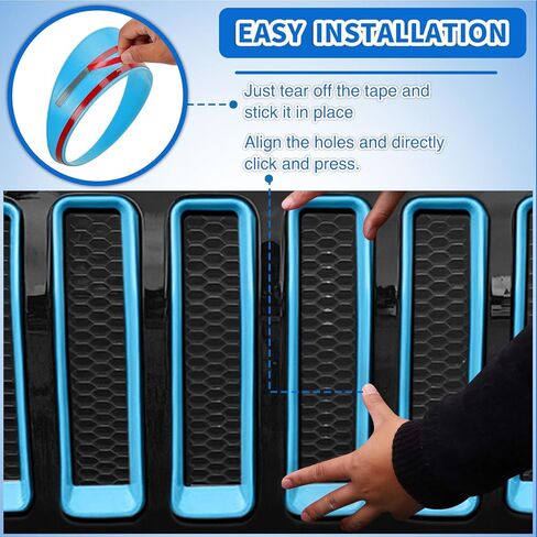Nilight 7Pcs Front Grille Trims Inserts Cover Guard Fit for 1997 1998 1999 2000 2001 2002 2003 2004 2005 2006 Wrangler TJ & Unlimited in Saudi Arabia