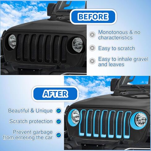 Nilight 7Pcs Front Grille Trims Inserts Cover Guard Fit for 1997 1998 1999 2000 2001 2002 2003 2004 2005 2006 Wrangler TJ & Unlimited in Saudi Arabia