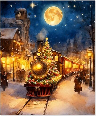 XUNLURY Vintage Christmas Diamond Art Kits 2 Pcs, Winter Christmas Bow Xmas Tree Snowy Scene Diamond Painting Kits for Adults Beginners, Full Drill Diamonds Dots for Home Decor, 9.8x11.8 Inch in Saudi Arabia