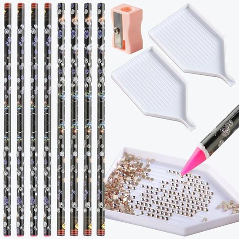 SUTOKAKA 6Pcs Rhinestone Diamond Painting Trays Jewelry Bead Picker Plate Gems Sorting Trays for DIY Coaster Art Crafts Nail Dotting Tools in Saudi Arabia