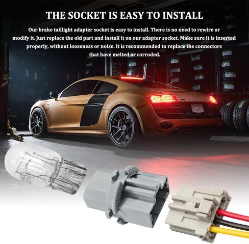 2PCS Car Tail Light Socket, Brake Light Socket, Turn Signal Lights Wire Harness Plug Holder, Car Accessories Compatible with Honda Civic Accord CL RL TSX T20W 09-13, Replace OEM#33515-S50-003 in Saudi Arabia