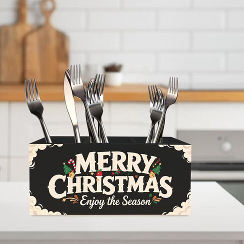 حامل أدوات المطبخ الخشبي لعيد الميلاد، ديكور مطبخ عيد الميلاد، مهرجان عيد الميلاد شجرة حلوى قصب عطلة منظم أدوات الطبخ الخشبية لطاولة الطاولة ورف الطاولة وإكسسوارات ديكور in Kuwait