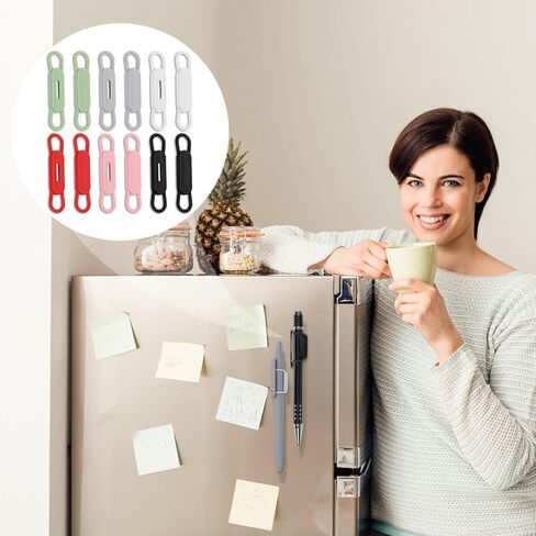 12pcs Magnetic Pen Holders, Adjustable Silicone Marker Holder Pencil Organizer Storage Magnetic Pen Holder for Refrigerator Fridge Whiteboard Classroom Office Desk Accessories (Multicolor) in Saudi Arabia